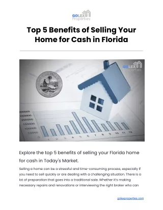 Top 5 Benefits of Selling Your Home for Cash in Florida