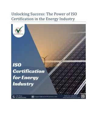 Unlocking Success: The Power of ISO Certification in the Energy Industry