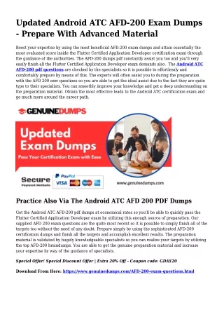 AFD-200 PDF Dumps - Android ATC Certification Produced Uncomplicated