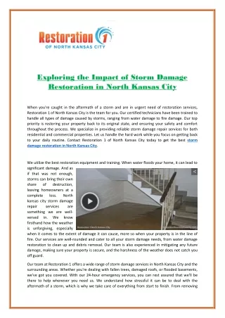 Storm Damage Restoration in North Kansas City