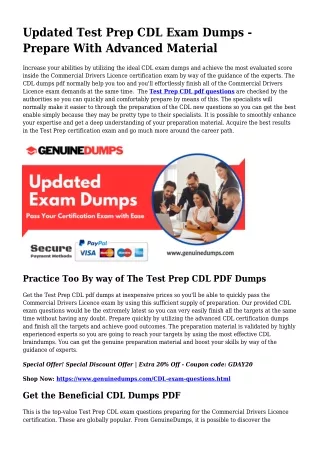 Critical CDL PDF Dumps for Top rated Scores