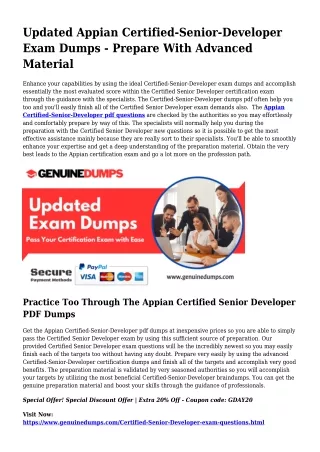 Certified-Senior-Developer PDF Dumps - Appian Certification Produced Effortless
