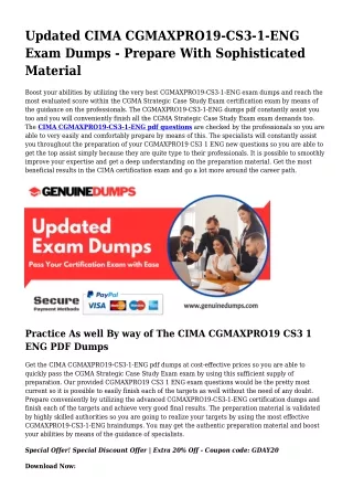CGMAXPRO19-CS3-1-ENG PDF Dumps The Quintessential Supply For Preparation