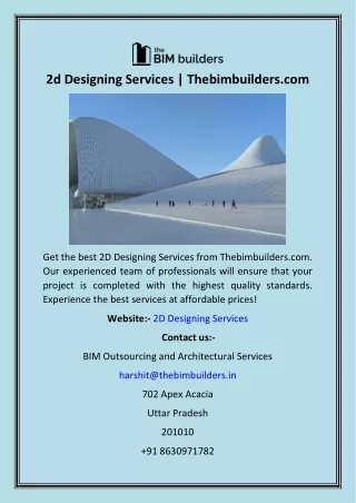 2d Designing Services  Thebimbuilders