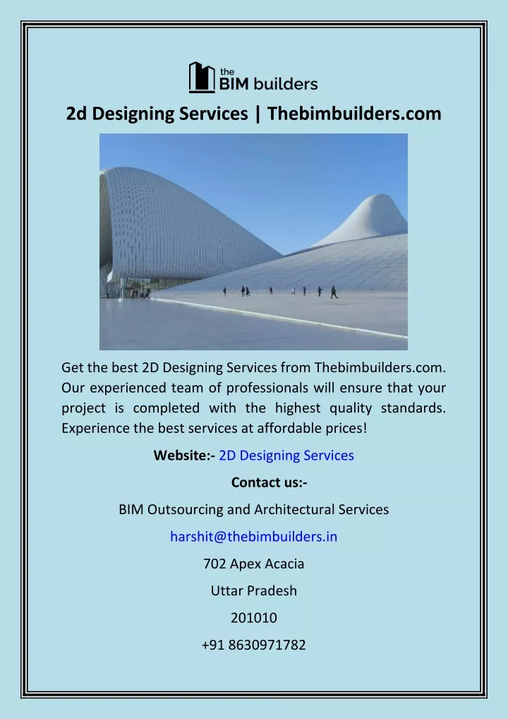 2d designing services thebimbuilders com