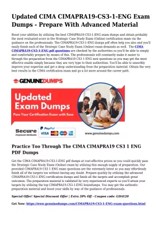 CIMAPRA19-CS3-1-ENG PDF Dumps The Final Supply For Preparation