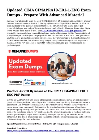 Vital CIMAPRA19-E01-1-ENG PDF Dumps for Best Scores
