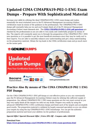 CIMAPRA19-P02-1-ENG PDF Dumps To Quicken Your CIMA Quest