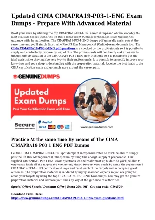 Crucial CIMAPRA19-P03-1-ENG PDF Dumps for Best Scores