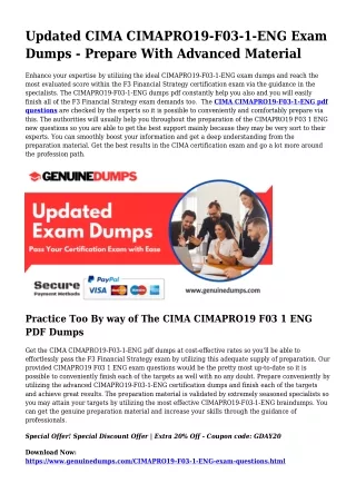 CIMAPRO19-F03-1-ENG PDF Dumps For Greatest Exam Success