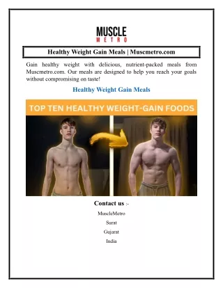Healthy Weight Gain Meals  Muscmetro.com