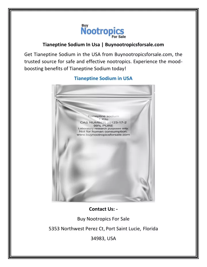 tianeptine sodium in usa buynootropicsforsale com