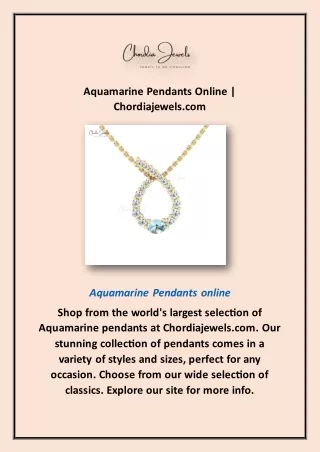 Aquamarine Pendants Online | Chordiajewels.com