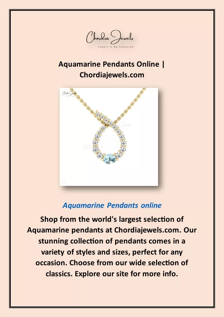 aquamarine pendants online chordiajewels com