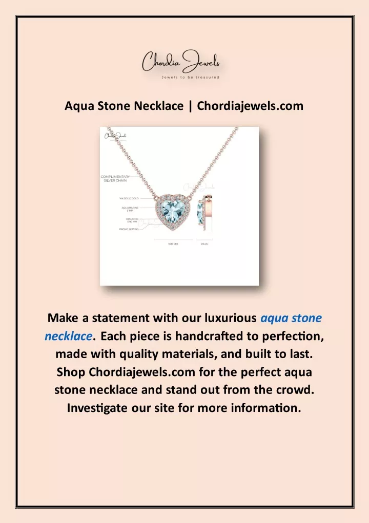 aqua stone necklace chordiajewels com