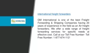 Reliable International Freight Forwarders at Gmfreight.com