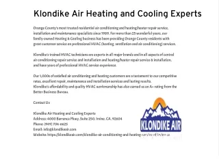 Klondike Air Heating and Cooling Experts