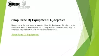 Shop Rane Dj Equipment  Djdepot.ca