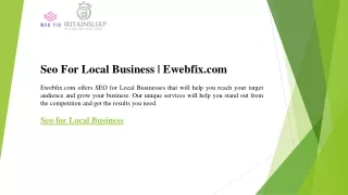 Seo For Local Business  Ewebfix.com