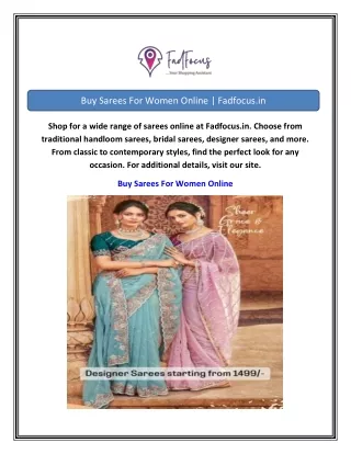Buy Sarees For Women Online Fadfocus.in