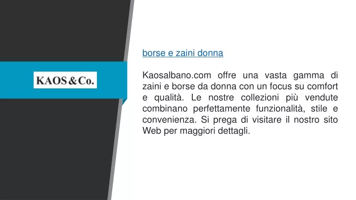 borse e zaini donna kaosalbano com offre