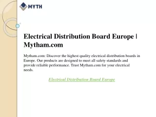 Electrical Distribution Board Europe  Mytham.com