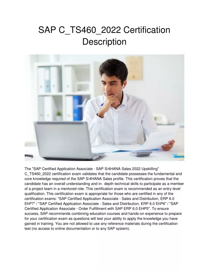 sap c ts460 2022 certification description