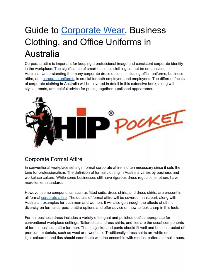 guide to corporate wear business clothing