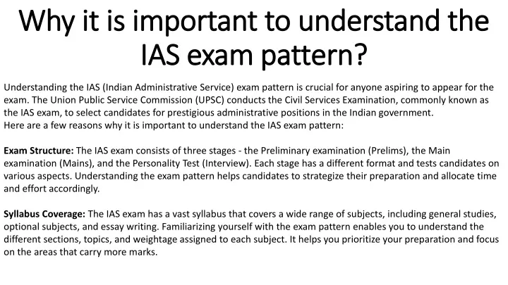 why it is important to understand the ias exam pattern