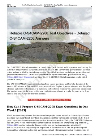 Reliable C-S4CAM-2208 Test Objectives - Detailed C-S4CAM-2208 Answers