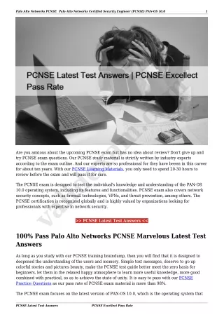 PCNSE Latest Test Answers | PCNSE Excellect Pass Rate