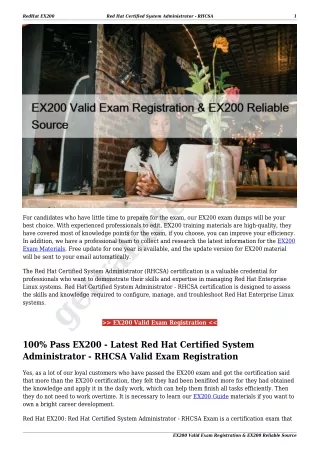 EX200 Valid Exam Registration & EX200 Reliable Source