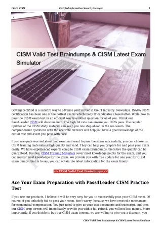 CISM Valid Test Braindumps & CISM Latest Exam Simulator