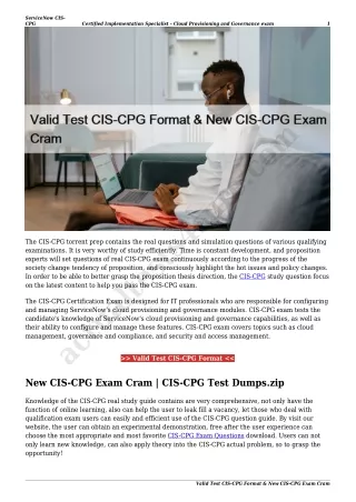 Valid Test CIS-CPG Format & New CIS-CPG Exam Cram