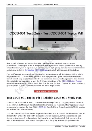 CDCS-001 Test Quiz - Test CDCS-001 Topics Pdf