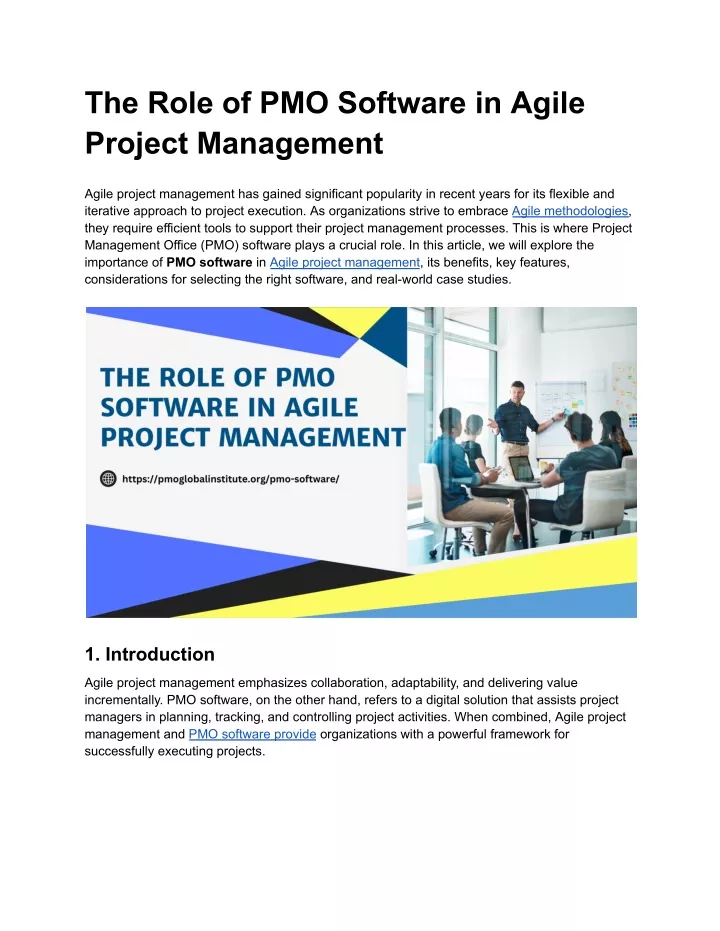 the role of pmo software in agile project