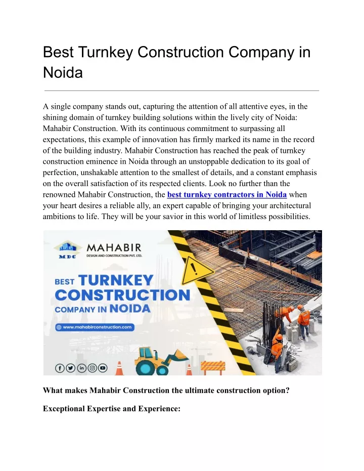 best turnkey construction company in noida