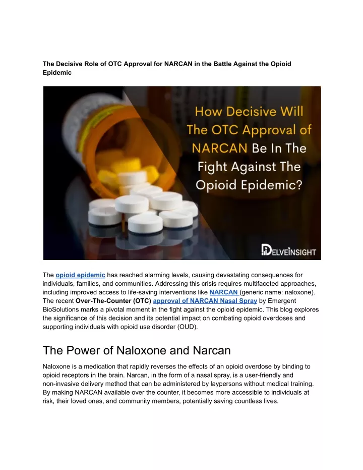 the decisive role of otc approval for narcan