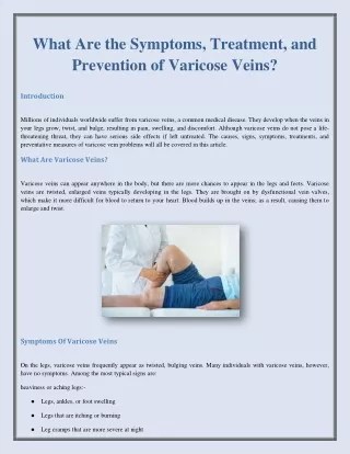 What Are the Symptoms, Treatment, and Prevention of Varicose Veins?
