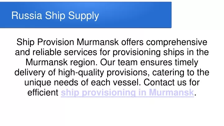 russia ship supply