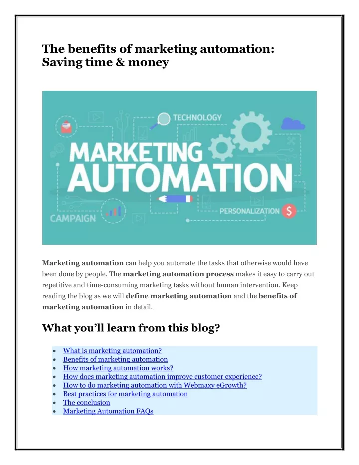 the benefits of marketing automation saving time