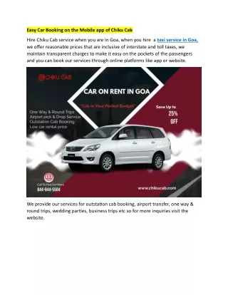 easy car booking on the mobile app of chiku cab