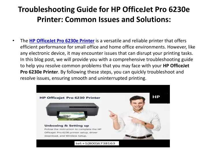 troubleshooting guide for hp officejet pro 6230e printer common issues and solutions