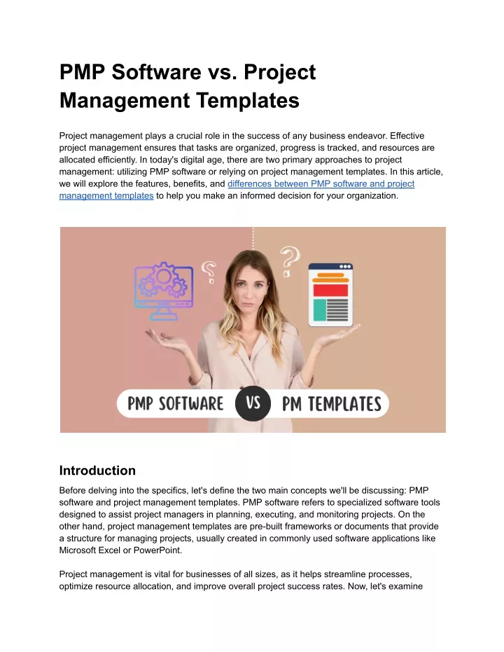 pmp software vs project management templates