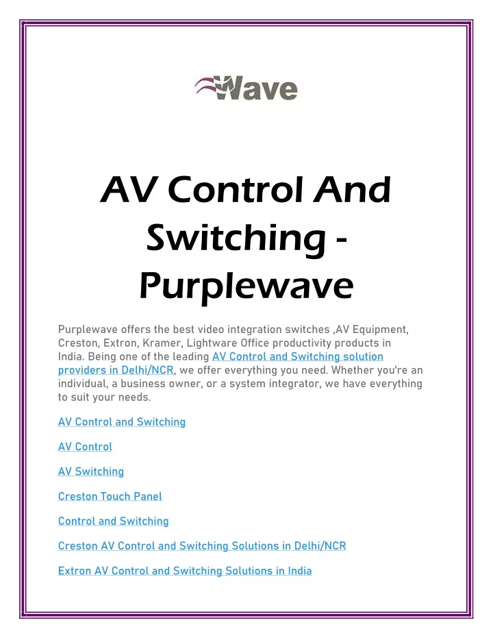 av control and switching purplewave