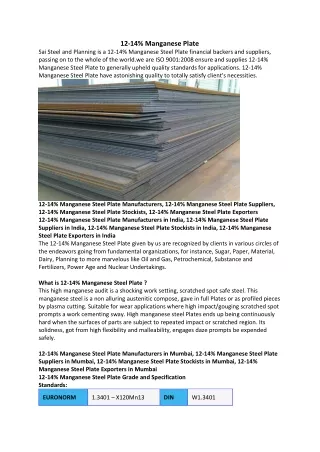12 14Manganese Steel Plate Exporters