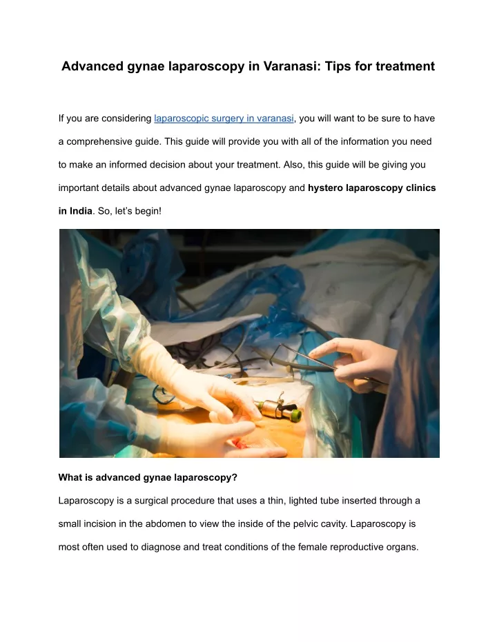 advanced gynae laparoscopy in varanasi tips