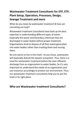 WASTE WATER TREATMENT