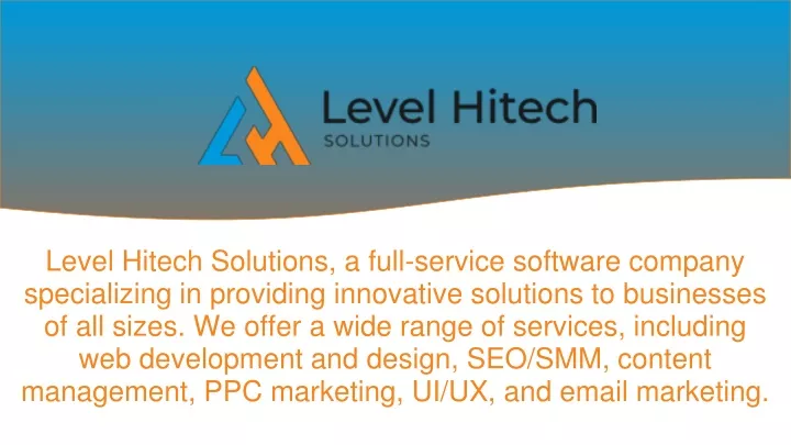 level hitech solutions a full service software