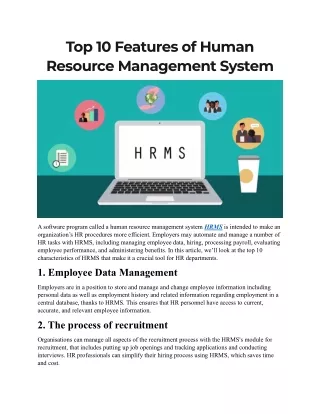 Top 10 Features of Human Resource Management System